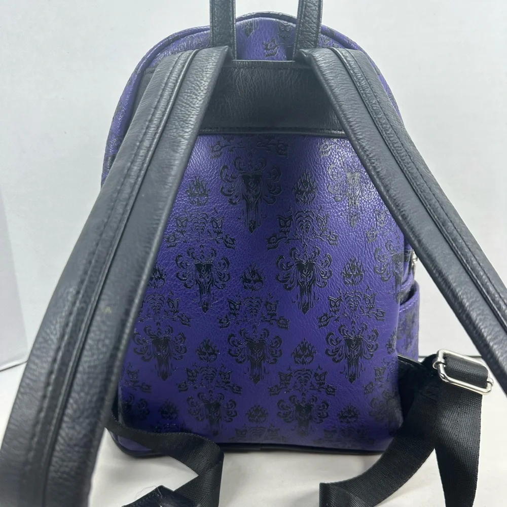 Loungefly Haunted Mansion Purple Wallpaper Mini Backpack & Wallet OG Heart Logo